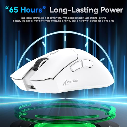 ATTACK SHARK R1 59g Superlight Maus, PixArt PAW3311 Gaming-Sensor, BT/2,4G kabellose/kabelgebundene Gaming-Maus, 6 einstellbare DPI bis zu 18000, 65 Stunden Akku (weiß) Bild 4