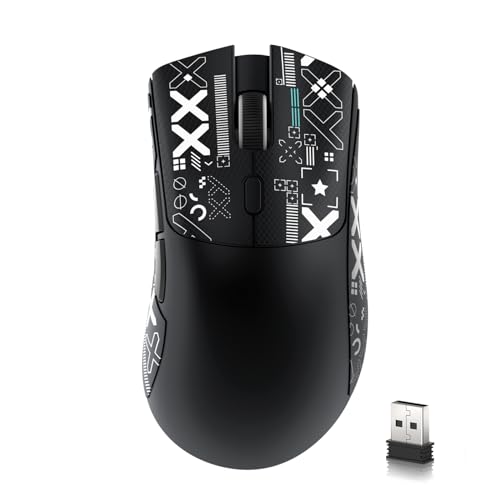 MAMBASNAKE x Attack Shark R1 59 g leichte kabellose Tri-Mode-Gaming-Maus mit Anti-Rutsch-Aufklebern, 2,4G/BT/Kabelkonnektivität,5 programmierbare Tasten,6 einstellbare DPI bis zu 18000,PAW3311–Schwarz Bild 1