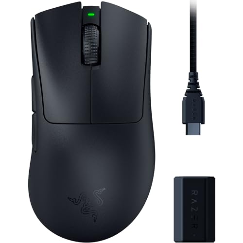 Razer DeathAdder V3 Pro + HyperPolling Wireless-Adapter - Ultra leichte E-Sport-Maus mit echten 8K Hz kabelloser Abtastrate (63 gr, Optischer Focus Pro 30K, Optische Switches 3. Gen) Schwarz Bild 1