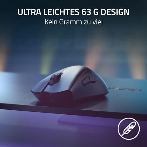 Razer DeathAdder V3 Pro + HyperPolling Wireless-Adapter - Ultra leichte E-Sport-Maus mit echten 8K Hz kabelloser Abtastrate (63 gr, Optischer Focus Pro 30K, Optische Switches 3. Gen) Schwarz Bild 4