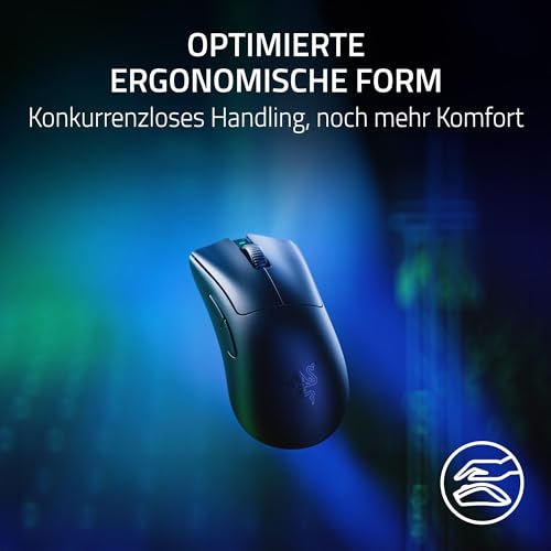 Razer DeathAdder V3 Pro + HyperPolling Wireless-Adapter - Ultra leichte E-Sport-Maus mit echten 8K Hz kabelloser Abtastrate (63 gr, Optischer Focus Pro 30K, Optische Switches 3. Gen) Schwarz Bild 5