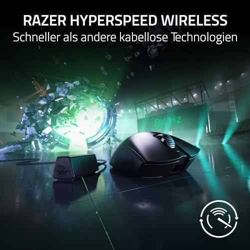 Razer DeathAdder V3 Pro + HyperPolling Wireless-Adapter - Ultra leichte E-Sport-Maus mit echten 8K Hz kabelloser Abtastrate (63 gr, Optischer Focus Pro 30K, Optische Switches 3. Gen) Schwarz Bild 6