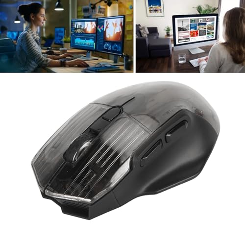 VBESTLIFE Kabellose Gaming-Maus, Transparente, Geräuschlose RGB-Gaming-Maus, 3-Modus-Konnektivität (2,4 GHz, Bluetooth, kabelgebunden), 5 Einstellbare DPI, für Laptop-PC-Computer (Black) Bild 5