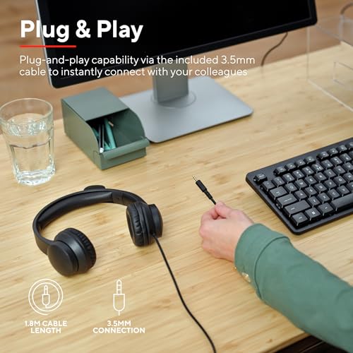 Trust Ayda PC Headset mit Mikrofon On-Ear 3.5mm, Leichtes Design, Verstellbarer Kopfbügel, Kopfhörer mit Kabel 1,80 m, Headphones für Office, Chat, Skype, Teams, Videokonferenz, Zoom - Schwarz Bild 4