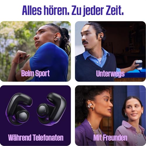 Bose Ultra Open Earbuds mit Bluetooth und OpenAudio Technologie, Clip On Kopfhörer, kabellose Open Ear Earbuds, immersive Audio, bis zu 48 Stunden Akkulaufzeit, Rauchweiß Bild 5