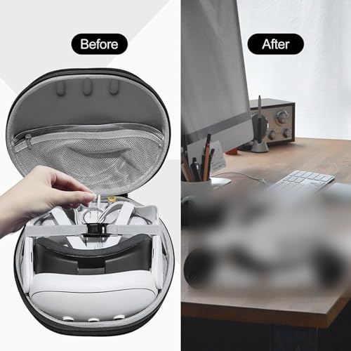 Fockety Hartschalen-Tragetasche für Meta Quest 3, VR-Gaming-Headset und Touch-Controller, Reisetasche mit Schultergurt, Tragbare Schützende Aufbewahrungstasche für Meta Quest 3-Zubehör Bild 5