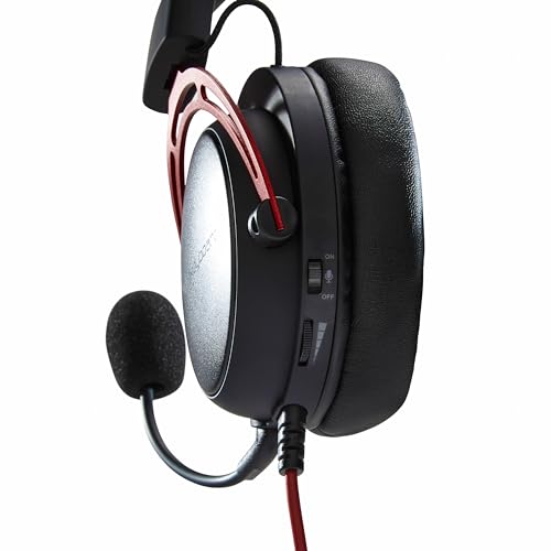 Das Keyboard Kabel Headset für Arbeit Gaming PC PS5 Xbox Nintendo Switch - Ultraleichte komfortable Over Ear Earpads - Voice Isolation Mikrofon - Extra Bass 53mm Treiber, langlebiges rotes Aluminium Bild 6