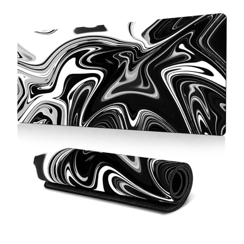 Mauspad -900 x 400mm Mousepad Pad Large Size - verbessert Gaming mauspad Präzision und Geschwindigkei XXL Mauspad Gaming(Weiße Schwarze Mischung) Bild 1