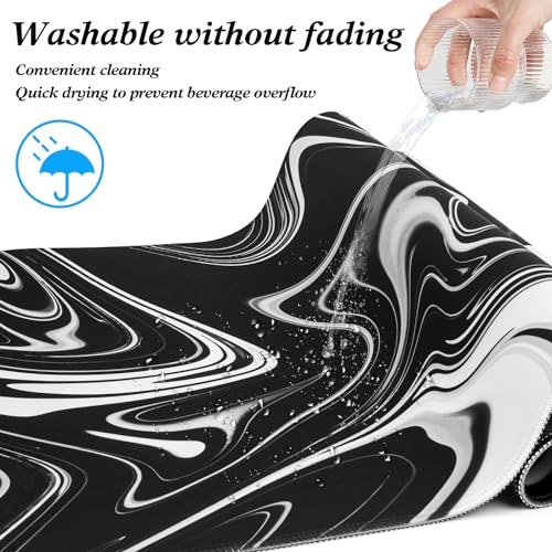 Mauspad -900 x 400mm Mousepad Pad Large Size - verbessert Gaming mauspad Präzision und Geschwindigkei XXL Mauspad Gaming(Weiße Schwarze Mischung) Bild 2