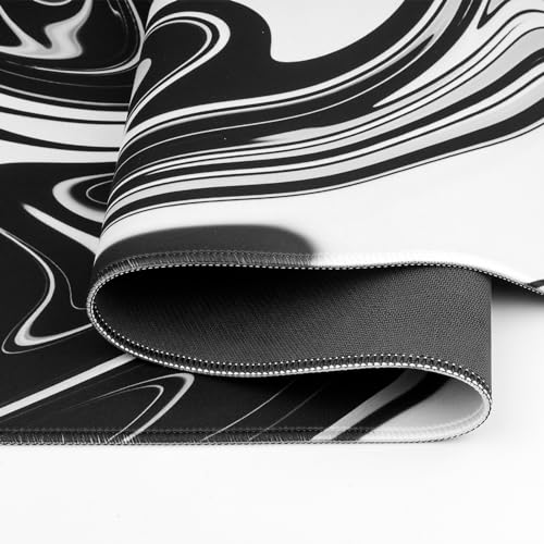 Mauspad -900 x 400mm Mousepad Pad Large Size - verbessert Gaming mauspad Präzision und Geschwindigkei XXL Mauspad Gaming(Weiße Schwarze Mischung) Bild 4