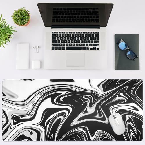 Mauspad -900 x 400mm Mousepad Pad Large Size - verbessert Gaming mauspad Präzision und Geschwindigkei XXL Mauspad Gaming(Weiße Schwarze Mischung) Bild 5