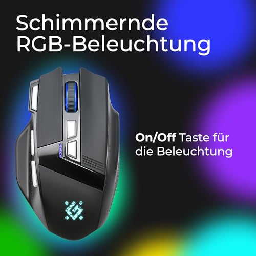 Defender Knight GM-885 Kabellose Gaming Maus, RGB Beleuchtung, 3200 DPI, 400 mAh Akku, 7 programmierbare Tasten, USB-C, 2.4 GHz Wireless Maus für PC Windows Bild 4