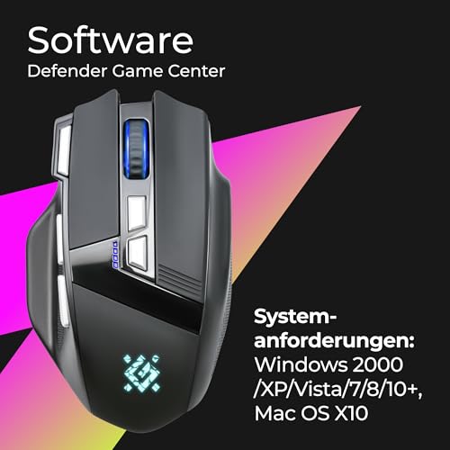 Defender Knight GM-885 Kabellose Gaming Maus, RGB Beleuchtung, 3200 DPI, 400 mAh Akku, 7 programmierbare Tasten, USB-C, 2.4 GHz Wireless Maus für PC Windows Bild 6