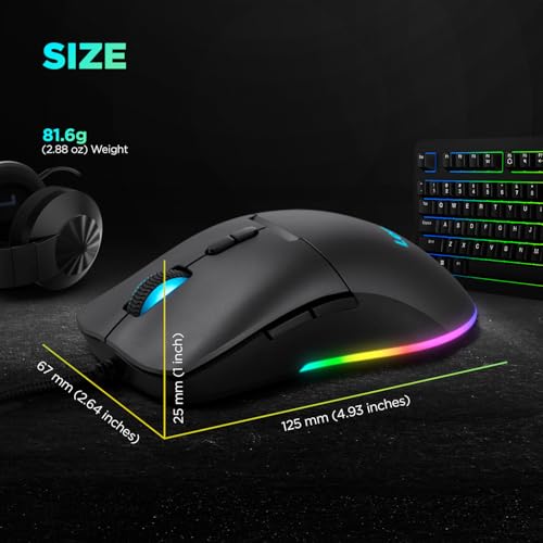 Lenovo M210 RGB Gaming-Maus (7 Tasten, RGB-Licht mit 3 Zonen, 8000 DPI, 300 IPS, 35 G, 1000 Hz), Schwarz Bild 5