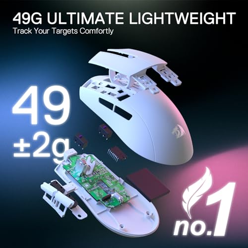 Redragon M916 PRO 3-Modus Wireless Gaming Maus, 49G Ultra-Leicht 26K DPI Maus mit Ergonomischem Natürlichem Griff, Voll Programmierbare Tasten, Software Unterstützt DIY Tastenbelegungen & DPI Bild 3