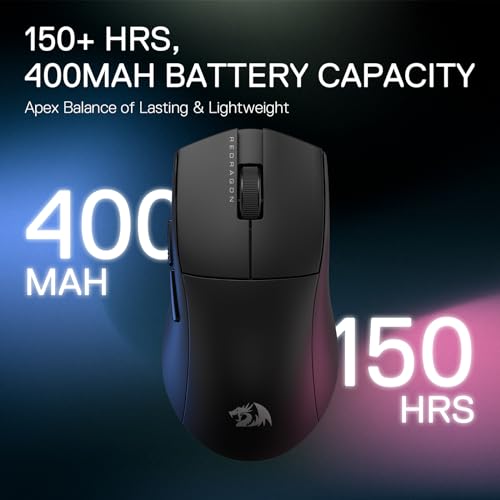 Redragon M916 PRO 3-Modus Wireless Gaming Maus, 49G Ultra-Leicht 26K DPI Maus mit Ergonomischem Natürlichem Griff, Voll Programmierbare Tasten, Software Unterstützt DIY Tastenbelegungen & DPI Bild 5