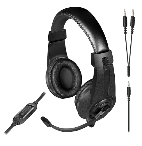 Speedlink LEGATOS Gaming-Headset kabelgebunden - leichtes Headset mit Mikrofon und Kabelfernbedienung, kompatibel mit PC, PS5, PS4, Xbox, Switch, 3,5 mm Klinkenstecker inkl. Y-Adapter, schwarz Bild 1