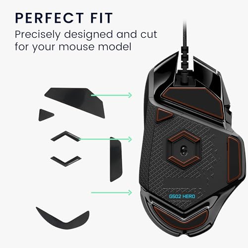 kwmobile Mouse Feet Sticker kompatibel mit Logitech G502 Wired (not for Wireless) Ersatz Glider - Mausfüße passgenau - Maus Glides in Schwarz Bild 3