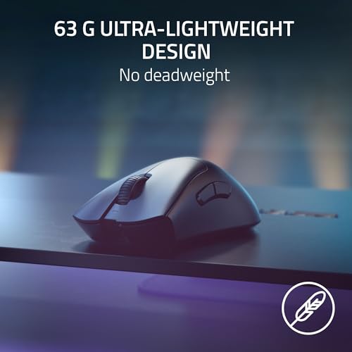 Razer DeathAdder V3 Pro Wireless Gaming Maus + Hyperpolling Wireless Dongle: 63g Ultra Lightweight - Focus Pro 30K Optical Sensor - Optical Switches Gen-3-5 Programmierbare Tasten - Schwarz Bild 4