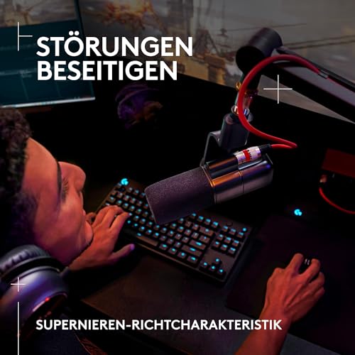 Logitech G PRO X TKL Lightspeed kabellose Gaming-Tastatur, QWERTZ Deutsches Layout Yeti Studio Active Dynamic XLR Broadcast Microphone for Gaming, Schwarz Bild 7