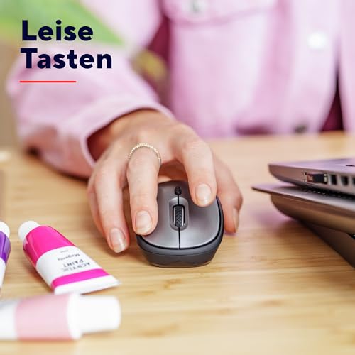 Trust Leise Funkmaus mit Batterie für Rechts- und Linkshänder, 800-1600 DPI, 83% Recyclingkunststoff, Verstaubarer USB Mikroempfänger, Kompakte Maus Kabellos für Laptop, PC, Mac - Schwarz Bild 3