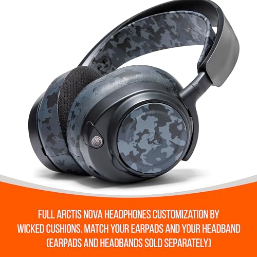 WC-Seitenplatten für Arctis Nova-Headsets von Wicked Cushions | Passend für Arctis Nova Pro Wireless/Pro Wired/Nova Elite/Nova 7 / 7X / 7P | Black Camo Bild 4
