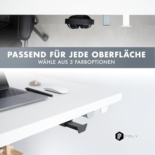 Headset Halter unter dem Tisch – Selbstklebende, ausziehbare Kopfhörerhalterung (grau) – Platzsparender Halter für Over-Ear Kopfhörer & Gaming Headsets – Schreibtisch Zubehör – Made in Germany Bild 4
