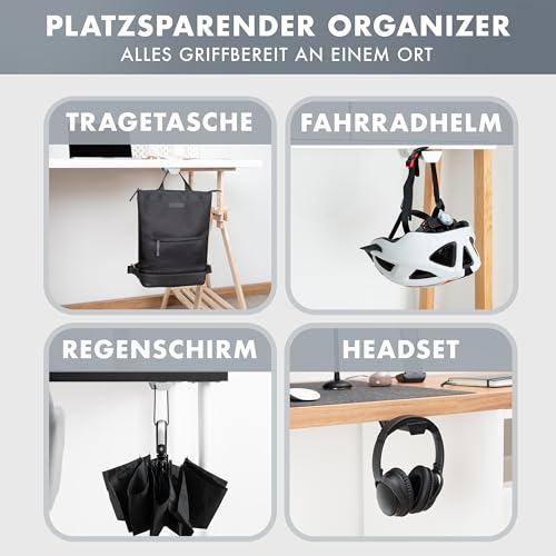 Headset Halter unter dem Tisch – Selbstklebende, ausziehbare Kopfhörerhalterung (grau) – Platzsparender Halter für Over-Ear Kopfhörer & Gaming Headsets – Schreibtisch Zubehör – Made in Germany Bild 5