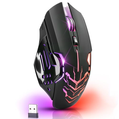 Defender® Katana Kabellose Gaming Maus - Geräuschlose Klicks - 5 programmierbare Tasten - RGB-Beleuchtung(On/Off) - bis zu 240 hrs Akkulaufzeit - Wireless Gamer Maus für PC, Mac, Laptop Bild 1
