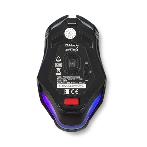 Defender® Katana Kabellose Gaming Maus - Geräuschlose Klicks - 5 programmierbare Tasten - RGB-Beleuchtung(On/Off) - bis zu 240 hrs Akkulaufzeit - Wireless Gamer Maus für PC, Mac, Laptop Bild 2