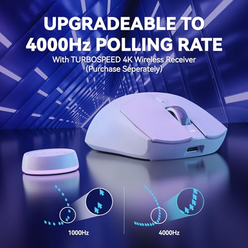 ATTACK SHARK AJAZZ AJ139PRO Kabellose Gaming-Maus, Ultraleicht (65g), PAW3395-Sensor, 26000 DPI, 4kHz, 2,4 GHz/USB C Wired E-Sport-Mäuse, 6 Programmtasten Taste, 700 Stunden Akkulaufzeit,PC/MAC – Weiß Bild 3