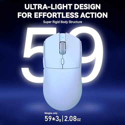 ATTACK SHARK AJAZZ AJ139PRO Kabellose Gaming-Maus, Ultraleicht (65g), PAW3395-Sensor, 26000 DPI, 4kHz, 2,4 GHz/USB C Wired E-Sport-Mäuse, 6 Programmtasten Taste, 700 Stunden Akkulaufzeit,PC/MAC – Weiß Bild 7