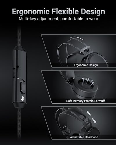 NUBWO N7 Gaming Headset für PS4, PS5, PC, Nintendo Switch, Xbox, Headset mit Mikrofon, Gaming Kopfhörer mit Mikrofon, Noise Cancelling Kopfhörer mit 3.5mm Klinke Schwarz Bild 2