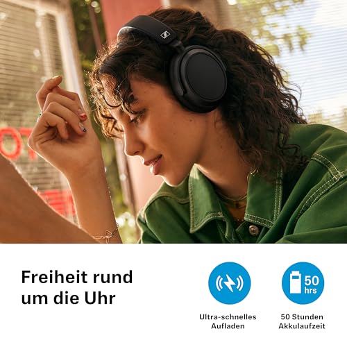 Sennheiser ACCENTUM Plus Wireless Noise Cancelling Headphones - Quick-Charge-Funktion, 50 Std. Akkulaufzeit, adaptives Hybrid-ANC, kabellose Bluetooth Over-Ear Kopfhörer für Reisen, Schule, schwarz Bild 6