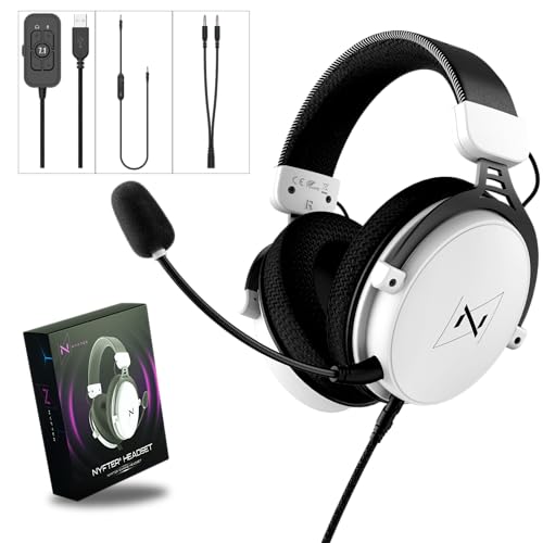 Nyfter - Premium Gaming Headset 02/2024 Surround Sound Earpad mit Memory Foam für Gaming PC, Xbox, Phones, PS, Switch, Xbox. Bild 2