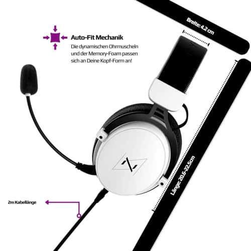 Nyfter - Premium Gaming Headset 02/2024 Surround Sound Earpad mit Memory Foam für Gaming PC, Xbox, Phones, PS, Switch, Xbox. Bild 4