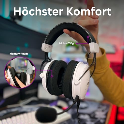 Nyfter - Premium Gaming Headset 02/2024 Surround Sound Earpad mit Memory Foam für Gaming PC, Xbox, Phones, PS, Switch, Xbox. Bild 5