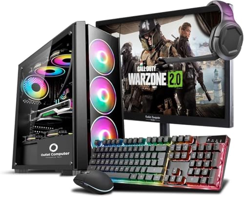 Gaming-PC, Desktop-PC, GeForce 4 GB, GDDR5, Tastatur, Maus, Kopfhörer, Windows 11 Pro, WLAN, USB, HDMI (Ram: 64 GB, SSD: 1 TB, Monitor 24 Zoll) Bild 1