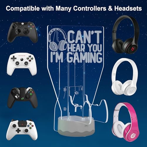 CoolGift Mart Light Up Headset und Controller Ständer, 16 Farben 3D LED Lichter Gamepad Kopfhörerhalter mit Fernbedienung, Game Controller Hänger für alle Universal Gaming PC Zubehör Bild 3