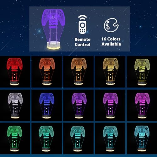 CoolGift Mart Light Up Headset und Controller Ständer, 16 Farben 3D LED Lichter Gamepad Kopfhörerhalter mit Fernbedienung, Game Controller Hänger für alle Universal Gaming PC Zubehör Bild 3