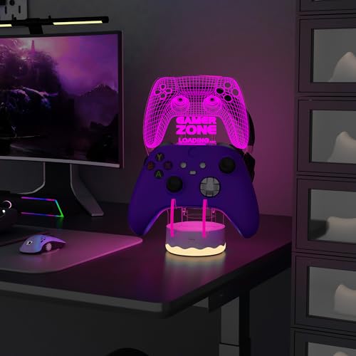 CoolGift Mart Light Up Headset und Controller Ständer, 16 Farben 3D LED Lichter Gamepad Kopfhörerhalter mit Fernbedienung, Game Controller Hänger für alle Universal Gaming PC Zubehör Bild 6