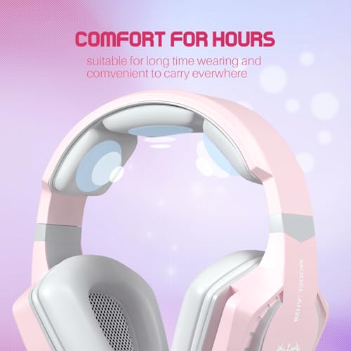 Pinkes Gaming-Headset für Mädchen und Frauen mit Mikrofon, Bass, Stereo-Surround-Sound, kabelgebunden, Over-Ear-Kopfhörer mit Mikrofon für PC, Mac, Computer, PS5, Xbox, PS4, Laptop (Rosa) Bild 4