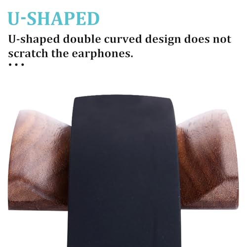 Vegena Kopfhörer Ständer,Walnussholz & Aluminium Headset-Ständer,Gaming Kopfhörer Halter Mit Schwer,Headphone Stand Aus Holz Für Over-Ear-Kopfhörer,Helm(Schwarz) Bild 3