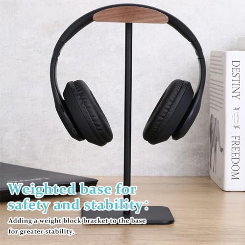 Vegena Kopfhörer Ständer,Walnussholz & Aluminium Headset-Ständer,Gaming Kopfhörer Halter Mit Schwer,Headphone Stand Aus Holz Für Over-Ear-Kopfhörer,Helm(Schwarz) Bild 7