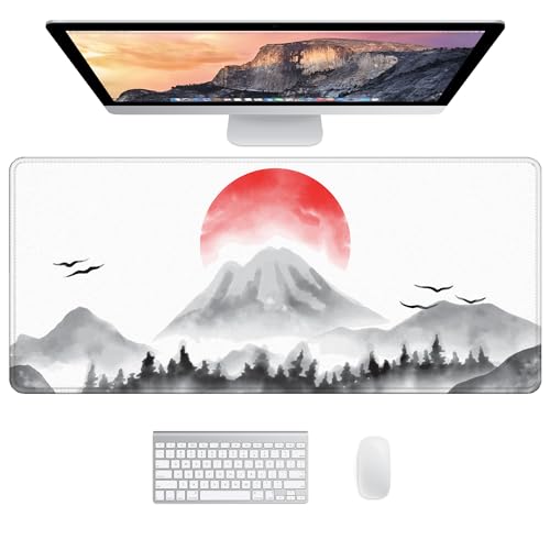 Schreibtischunterlage XXL Mauspad Gaming | Schreibtischunterlage Groß Maus Pad | Großes Mauspad XXL Gaming | Laptop Unterlage Schreibtisch Matte - Mousepad 900x400 mm (Japanische Sonne) Bild 1
