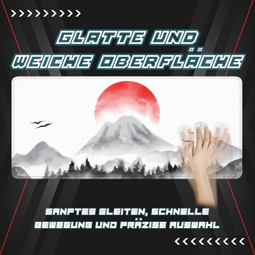 Schreibtischunterlage XXL Mauspad Gaming | Schreibtischunterlage Groß Maus Pad | Großes Mauspad XXL Gaming | Laptop Unterlage Schreibtisch Matte - Mousepad 900x400 mm (Japanische Sonne) Bild 2