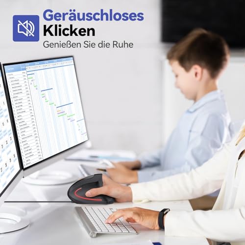 TECKNET Ergo Ergonomische Maus mit Kabel, Vertikale Maus, Ergonomisches Design, Vorbeugung Gegen Mausarm/Tennisarm, 6400 DPI 4 Tasten, PC Optische Mouse mit USB Kabel - Schwarz Bild 4