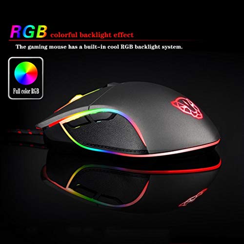 RajoNN Mäuse Kabelgebundene Gaming-Maus, RGB-Hintergrundbeleuchtung, 6-Gang-DPI einstellbar, ergonomische mechanische USB-Computermäuse, für PC-Laptop Bild 4