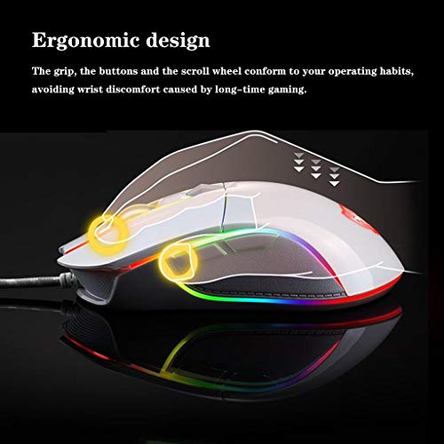 RajoNN Mäuse Kabelgebundene Gaming-Maus, RGB-Hintergrundbeleuchtung, 6-Gang-DPI einstellbar, ergonomische mechanische USB-Computermäuse, für PC-Laptop Bild 7