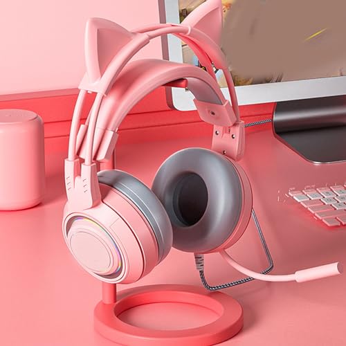 VBESTLIFE Katzenohr-Kopfhörer mit Geräuschunterdrückendem Mikrofon, Kabelgebundenes Over-Ear-Gaming-Headset mit Abnehmbaren Katzenohren, für PC, für One, für, für PS5 (PIN Bild 3